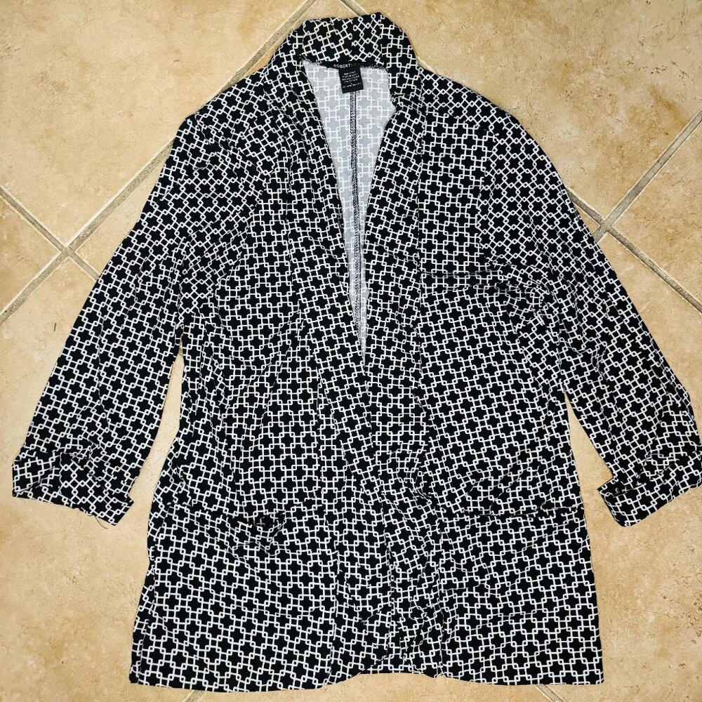 Robert Louis Cardigan Womens Black And White Abstract Size L
